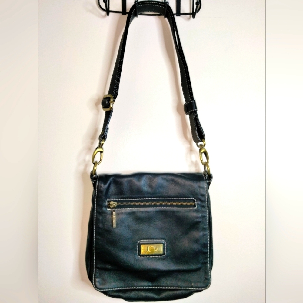 Avorio (Black) Genuine Leather Made in Italy Adjustable Shoulder Saddle Bag